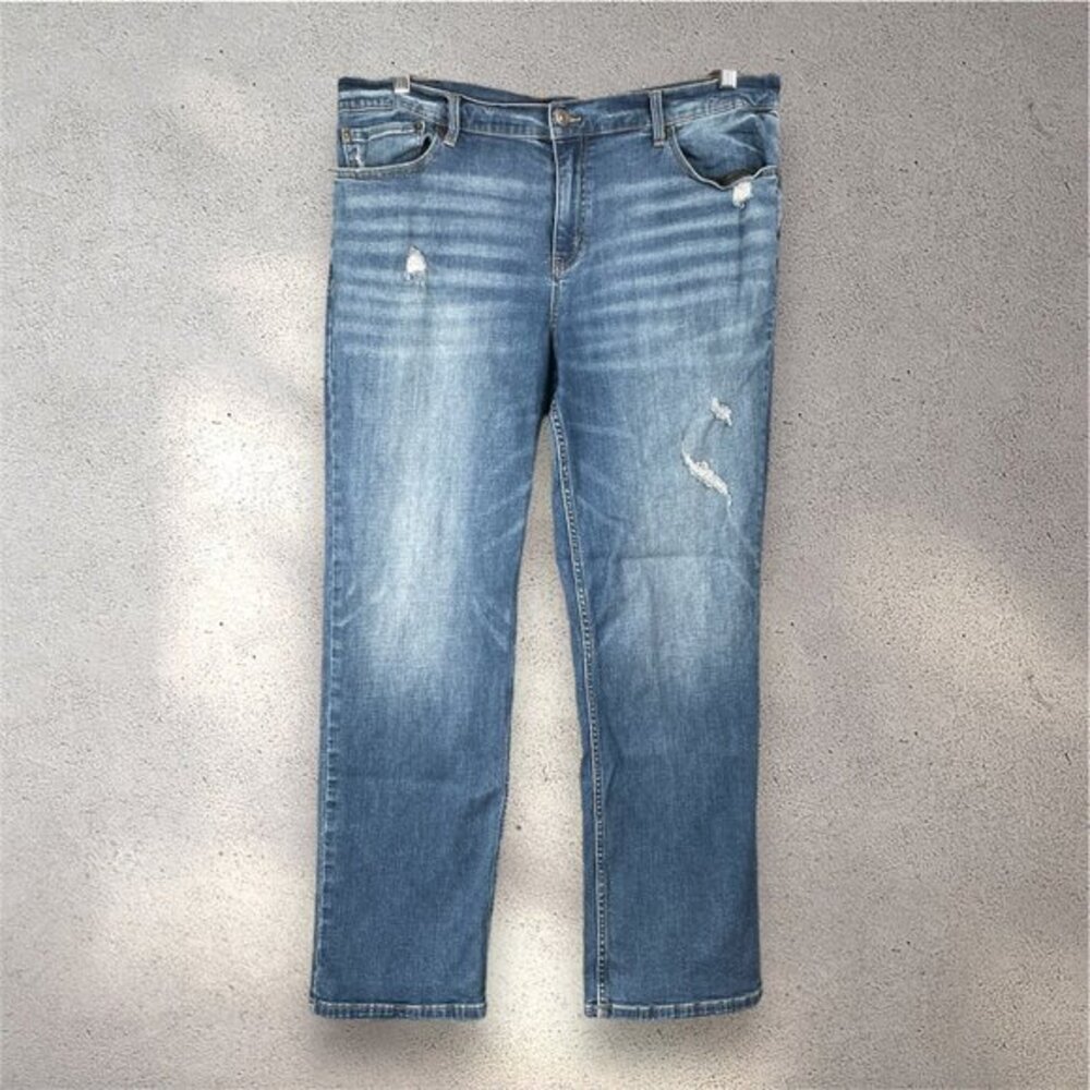 RSQ Slim Straight Jeans Men’s 38x30 Blue Distressed Faded Wash Denim Casual